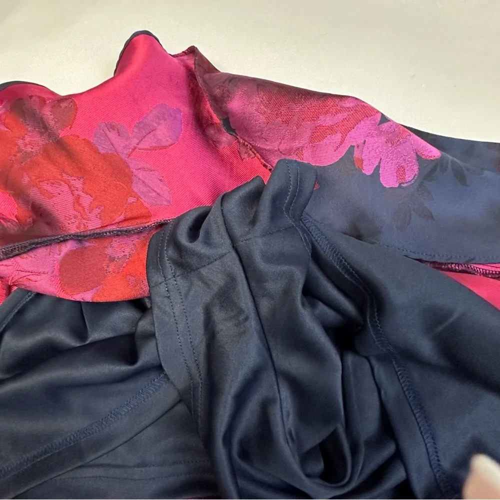 Lucy Paris Floral Navy Blue Pink Ruffle Mini Skirt Skort Large - Picture 7 of 12